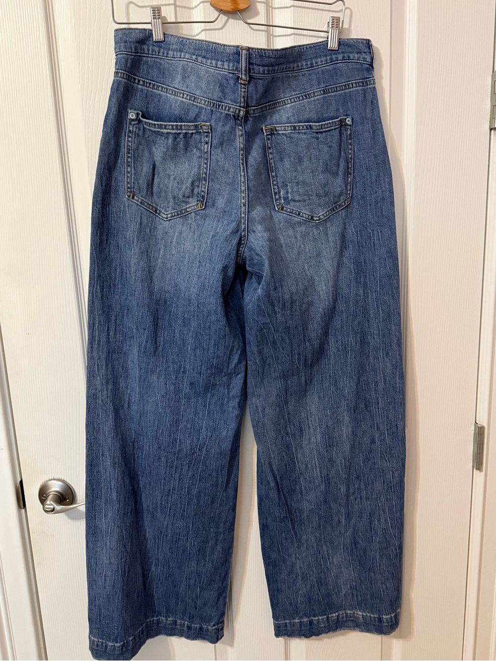 Anthropologie Pilcro Planet Friendly Blue Wide-Leg Distressed Jeans - Picture 2 of 6